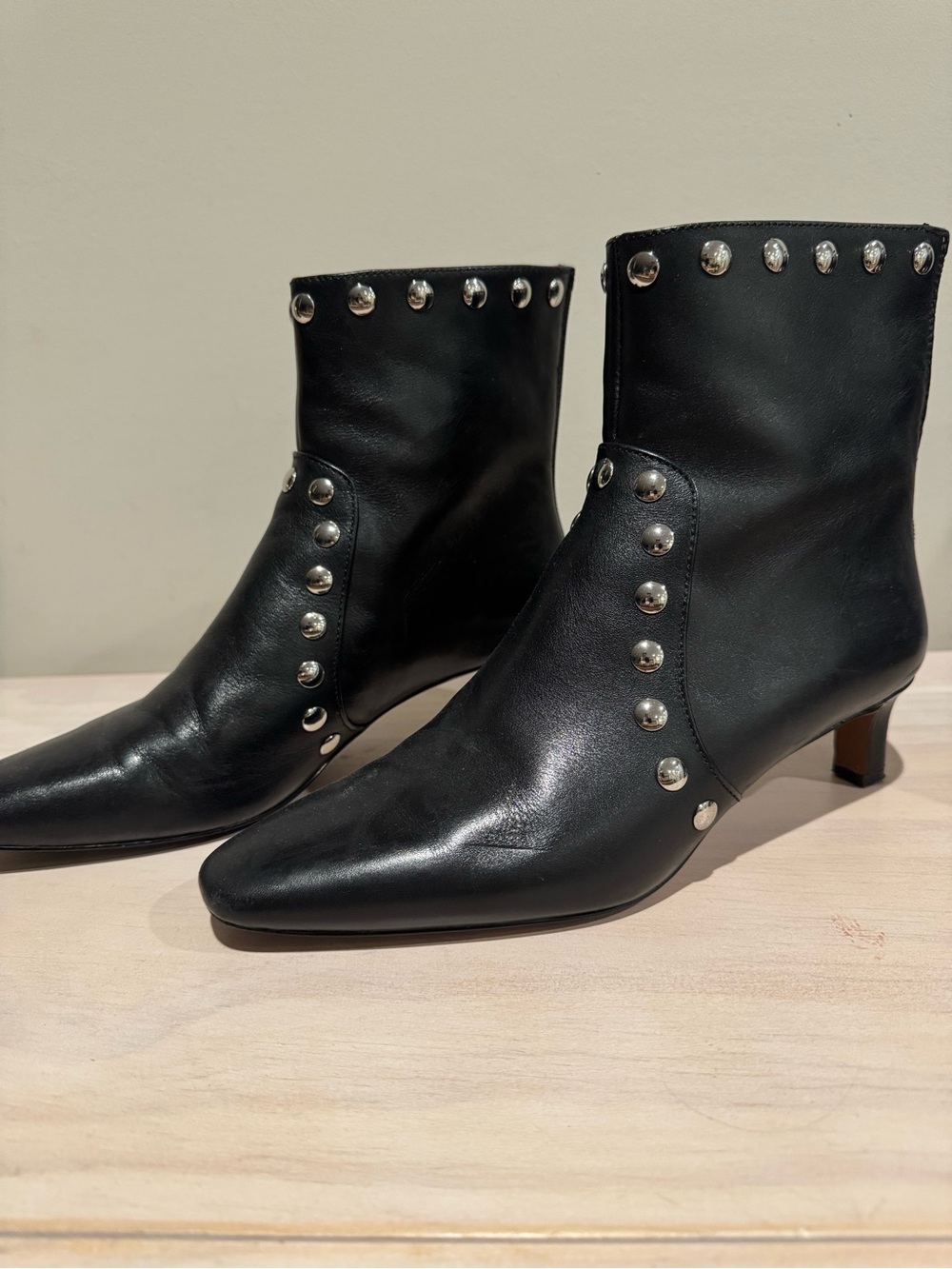 Madewell Black Leather Studded Ankle Boots